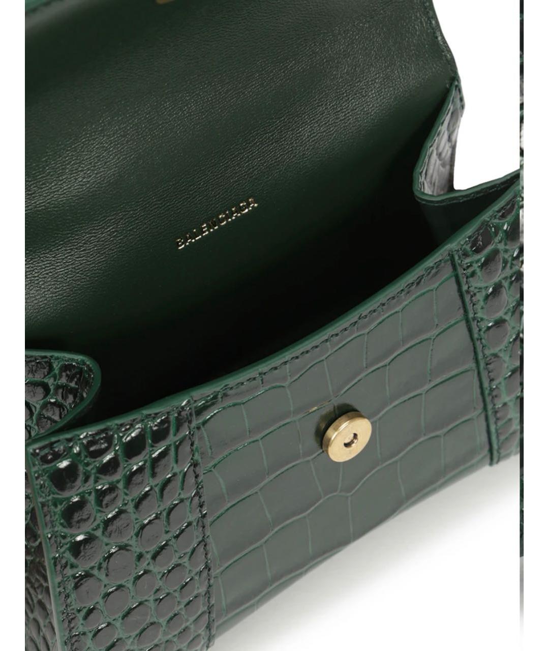 BALENCIAGA Зеленая сумка с короткими ручками из лакированной кожи, фото 4