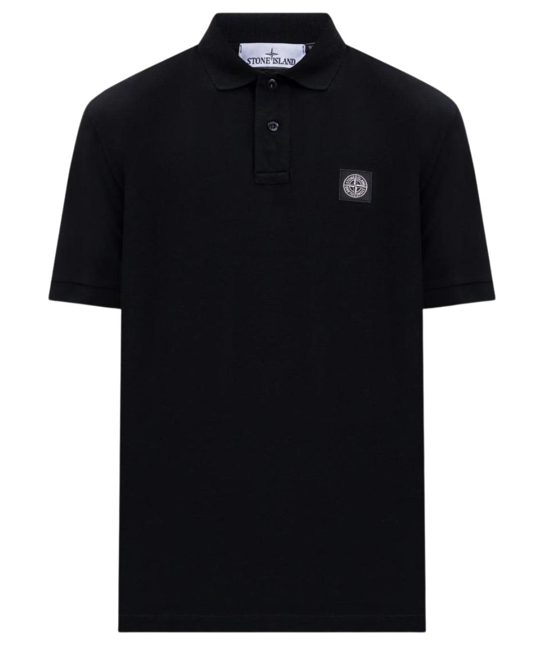 STONE ISLAND Черное хлопковое поло с коротким рукавом, фото 1