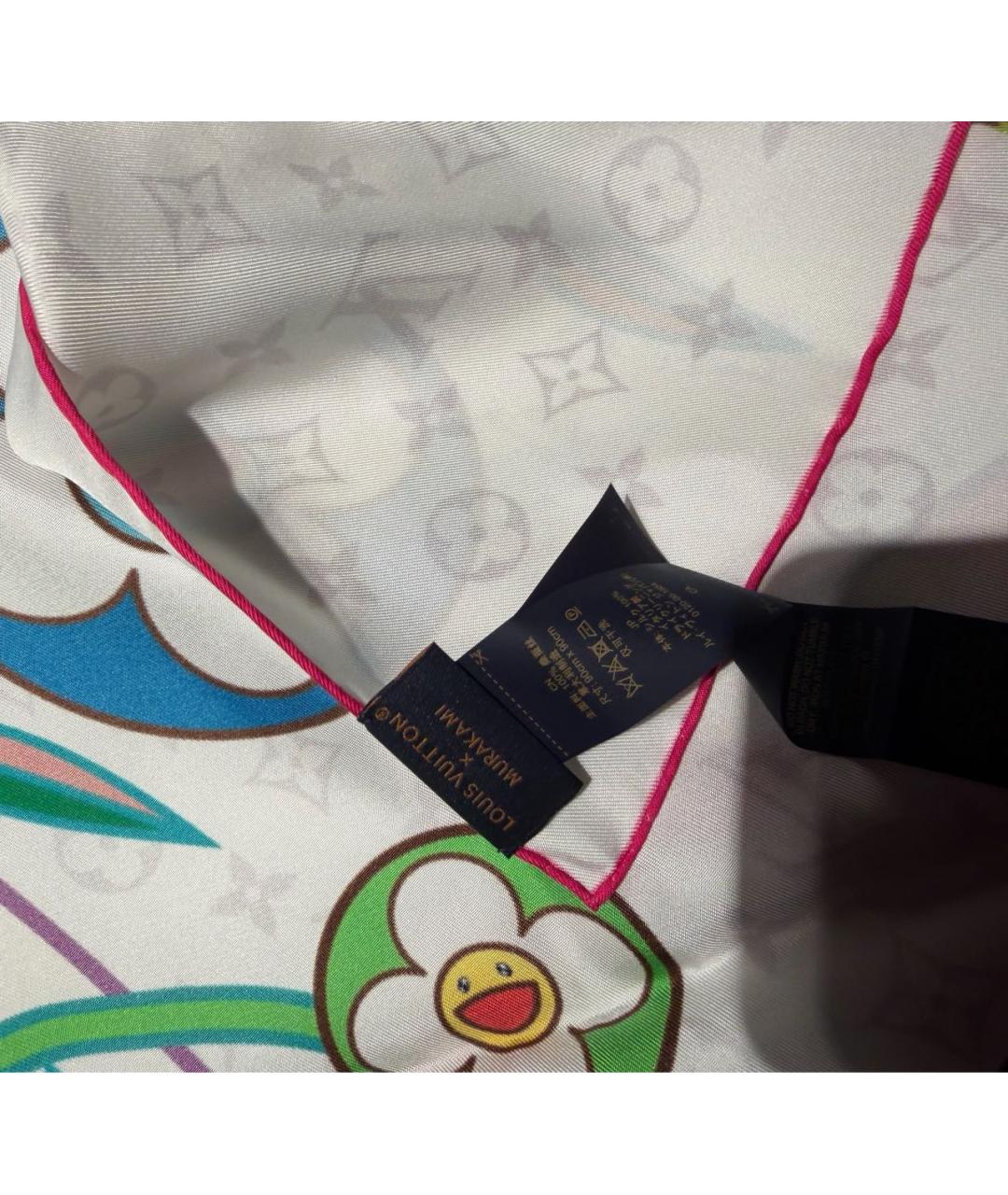 LOUIS VUITTON Белый шелковый платок, фото 3