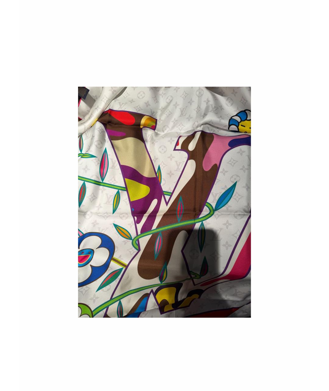 LOUIS VUITTON Белый шелковый платок, фото 1