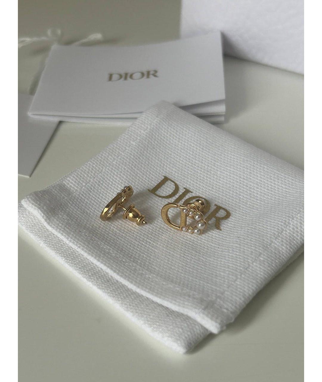 CHRISTIAN DIOR Золотые металлические серьги, фото 2