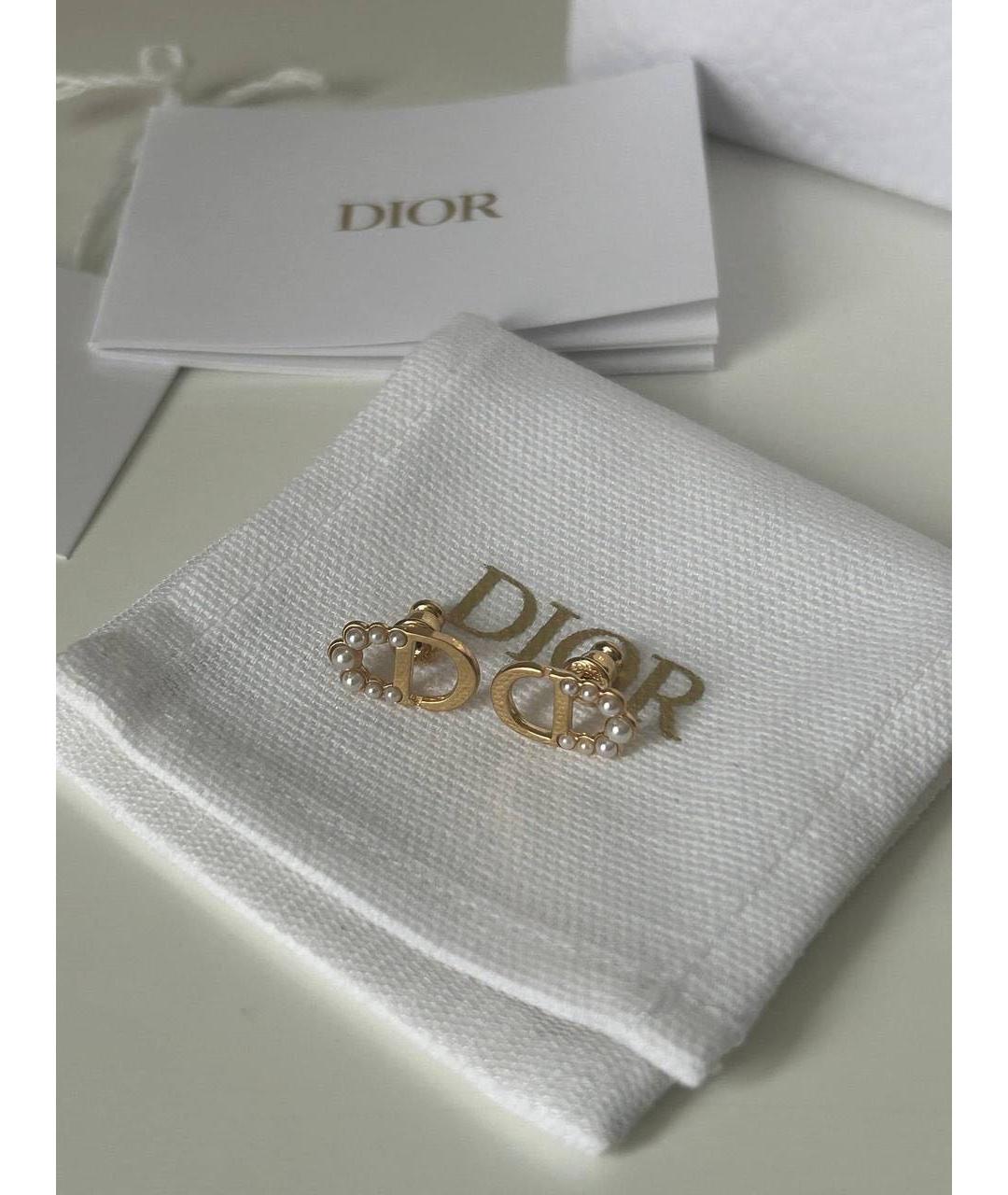 CHRISTIAN DIOR Золотые металлические серьги, фото 5