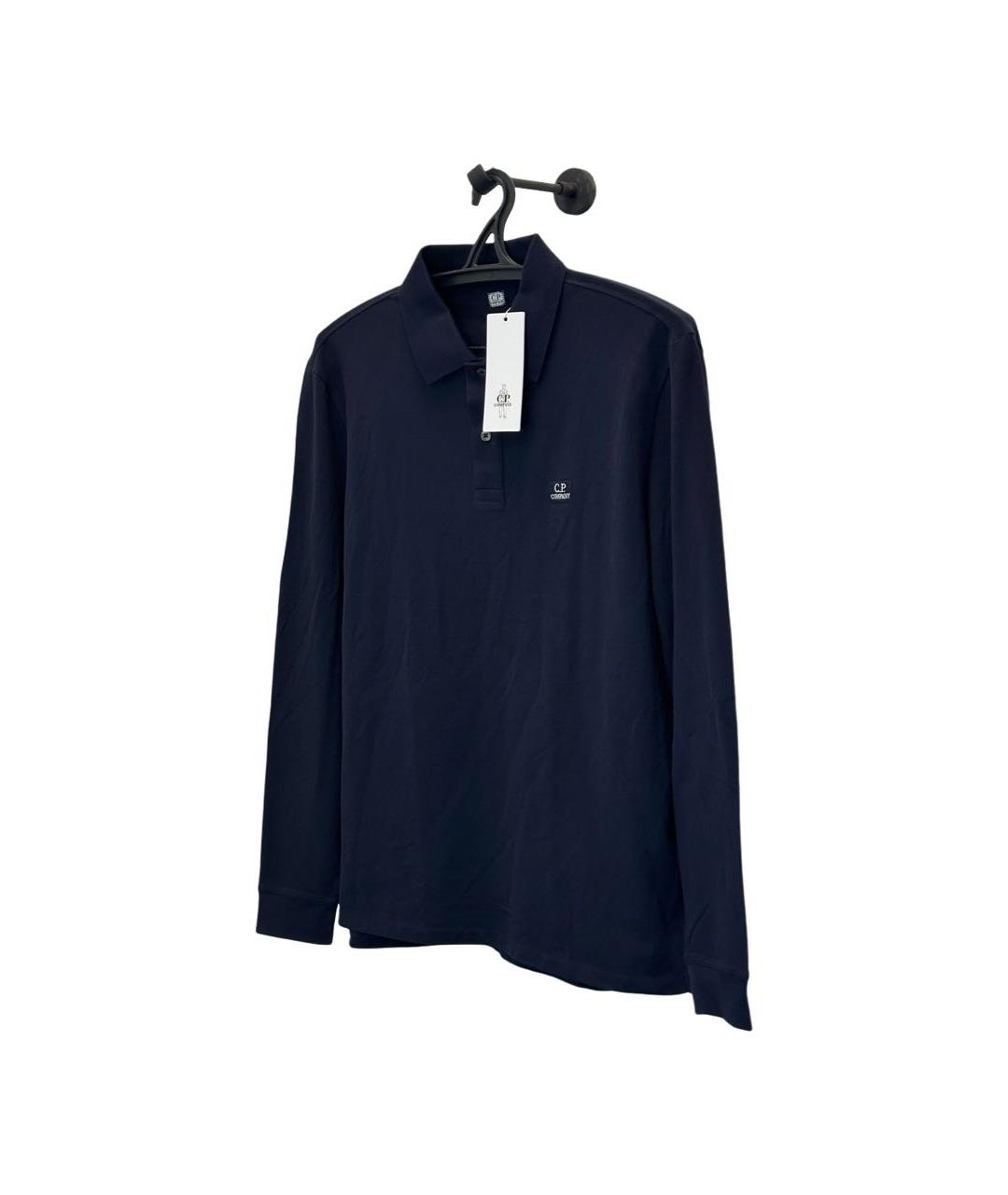 CP COMPANY Темно-синее хлопковое поло с длинным рукавом, фото 2