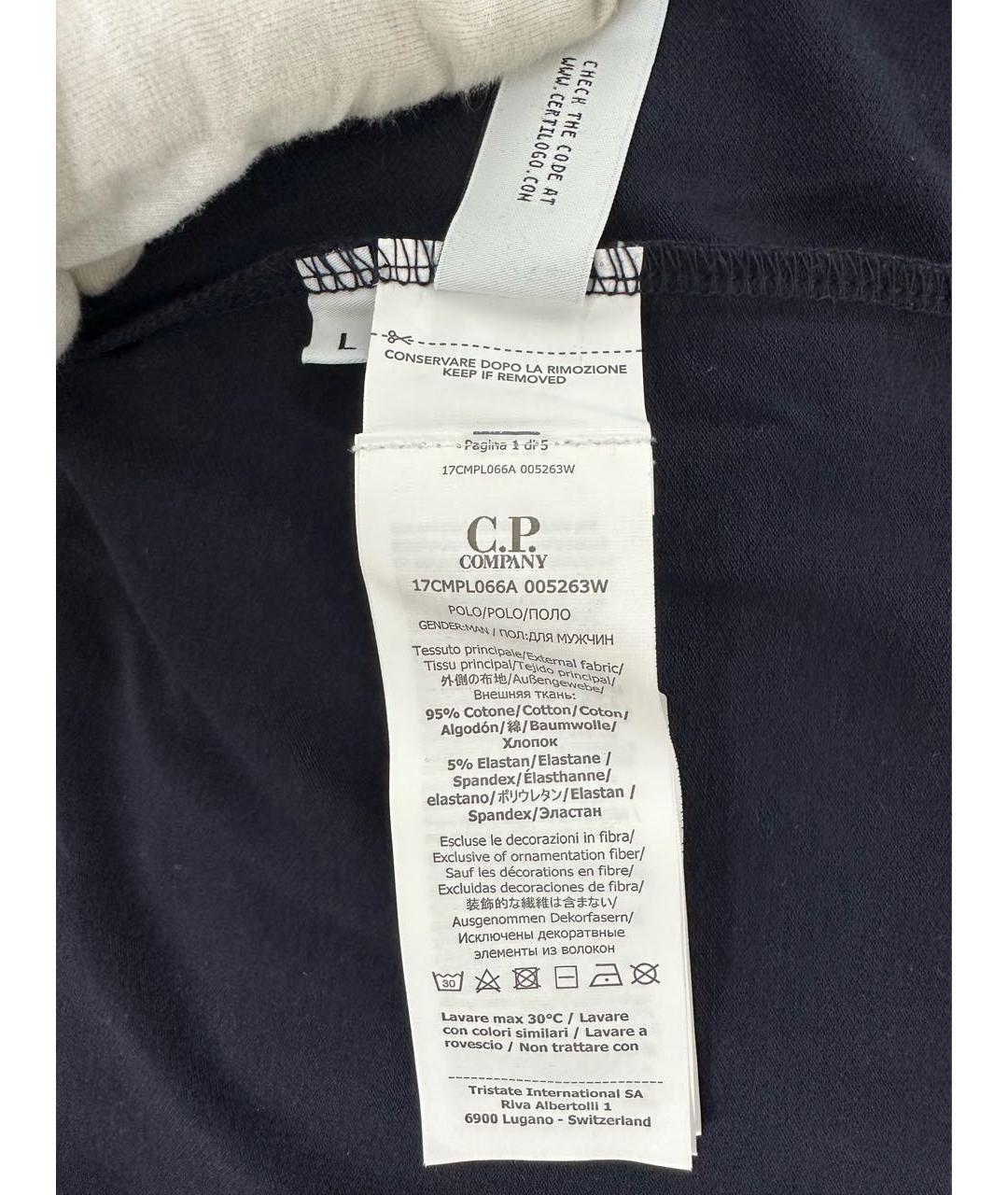 CP COMPANY Темно-синее хлопковое поло с длинным рукавом, фото 5