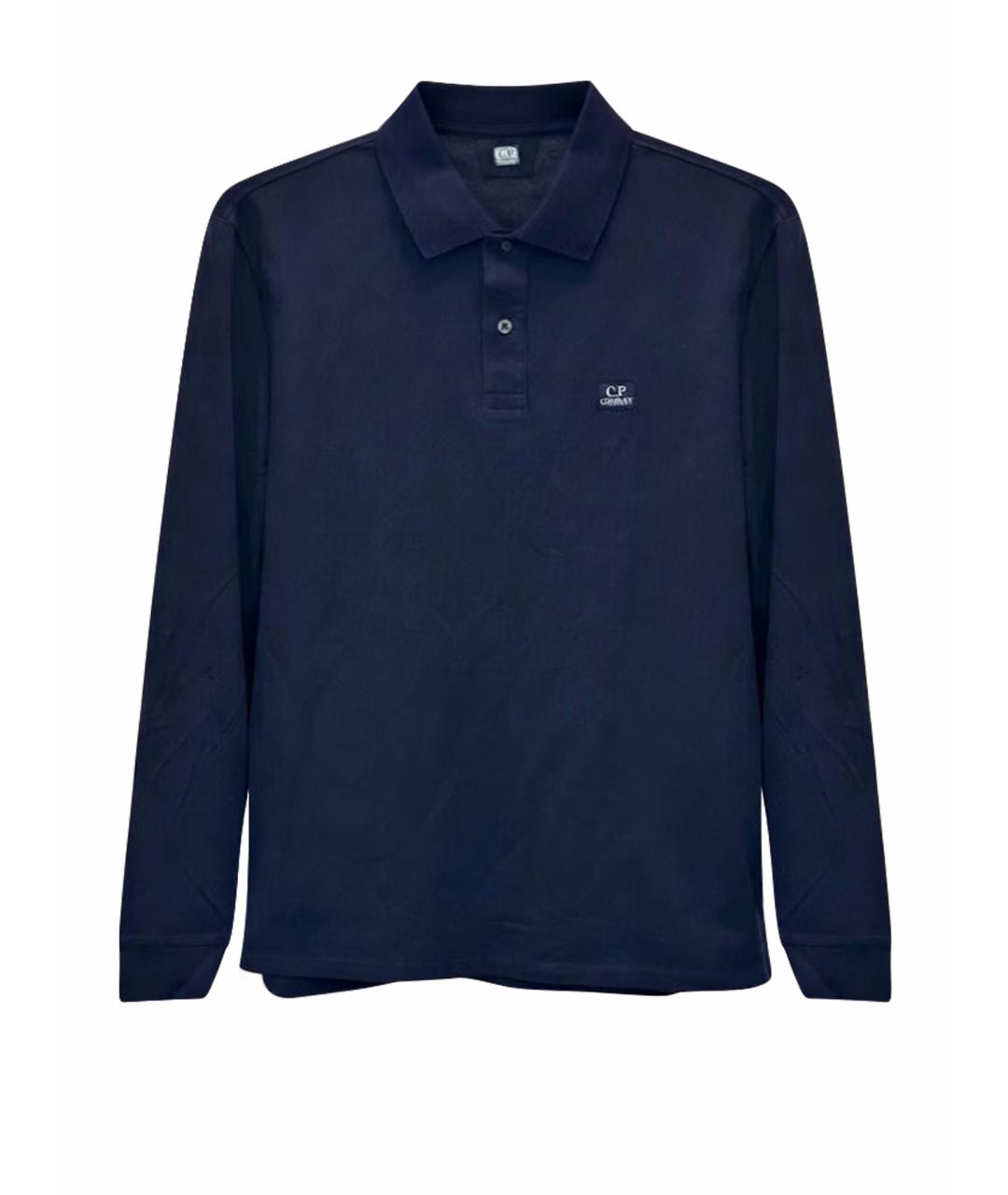 CP COMPANY Темно-синее хлопковое поло с длинным рукавом, фото 1