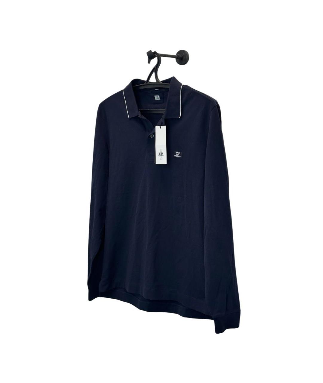 CP COMPANY Темно-синее хлопковое поло с длинным рукавом, фото 2