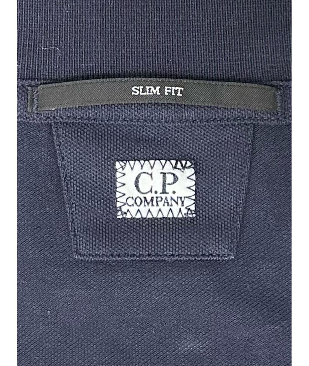 CP COMPANY Темно-синее хлопковое поло с длинным рукавом, фото 4