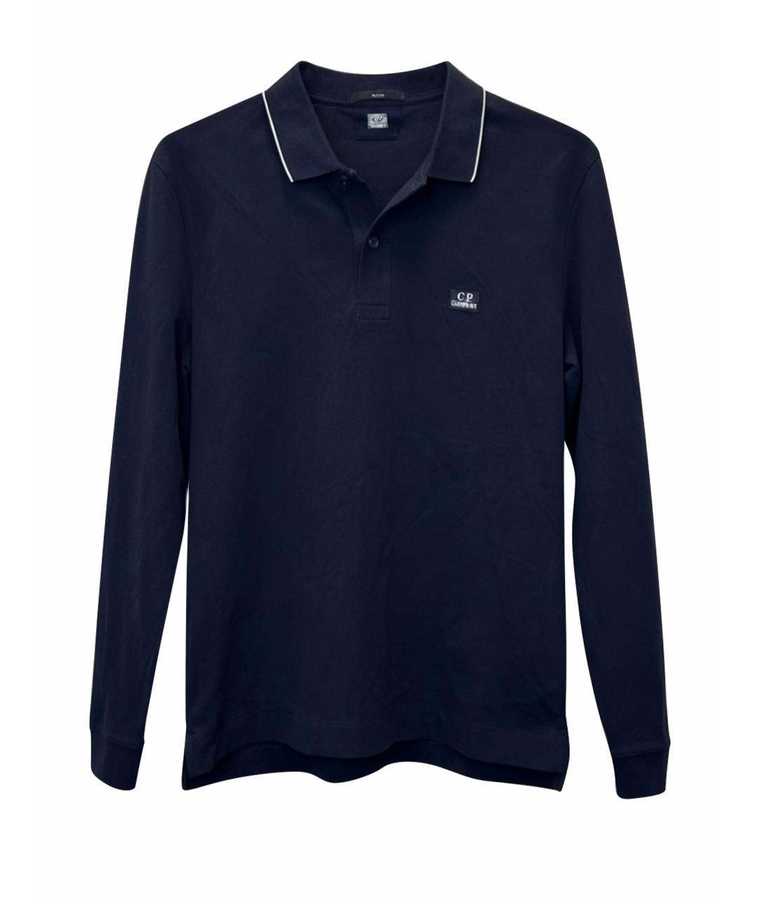 CP COMPANY Темно-синее хлопковое поло с длинным рукавом, фото 1