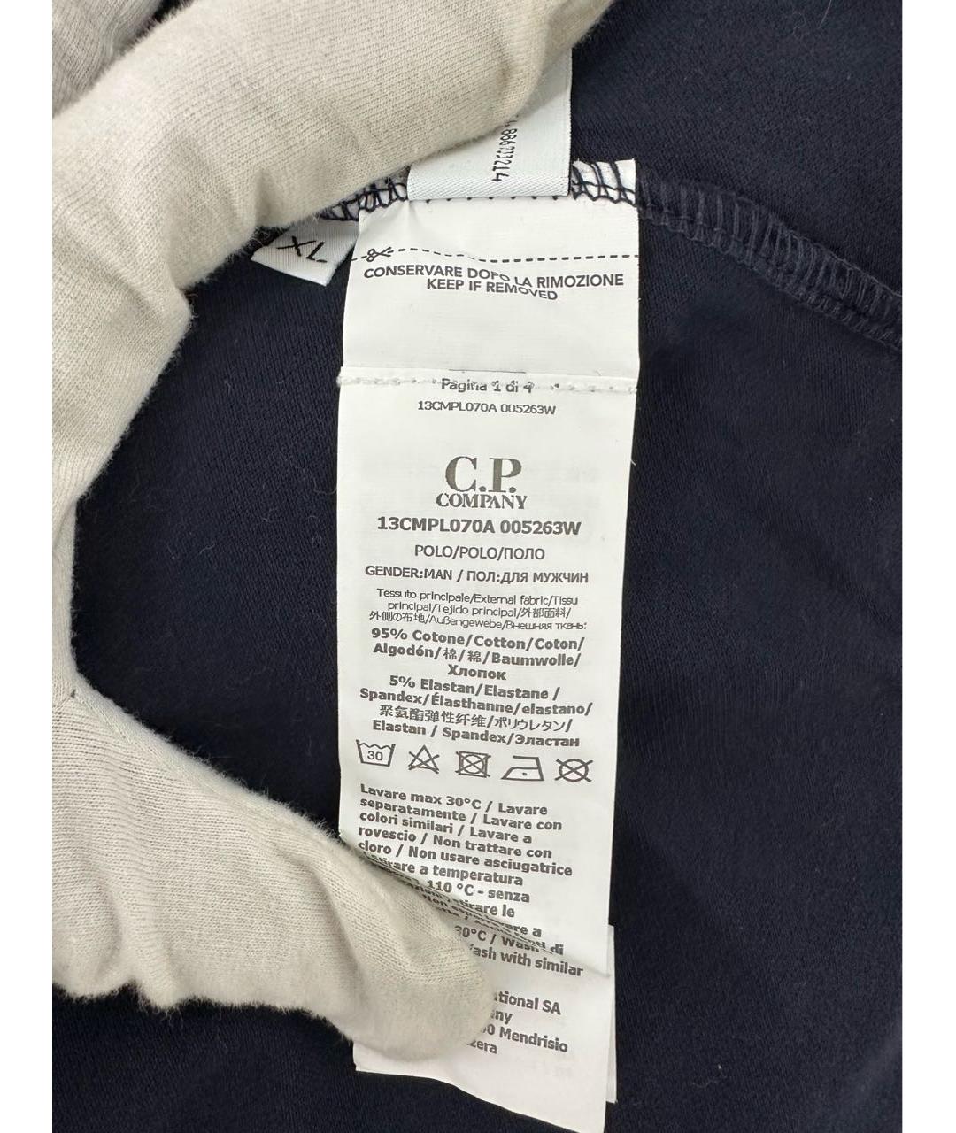 CP COMPANY Темно-синее хлопковое поло с длинным рукавом, фото 5