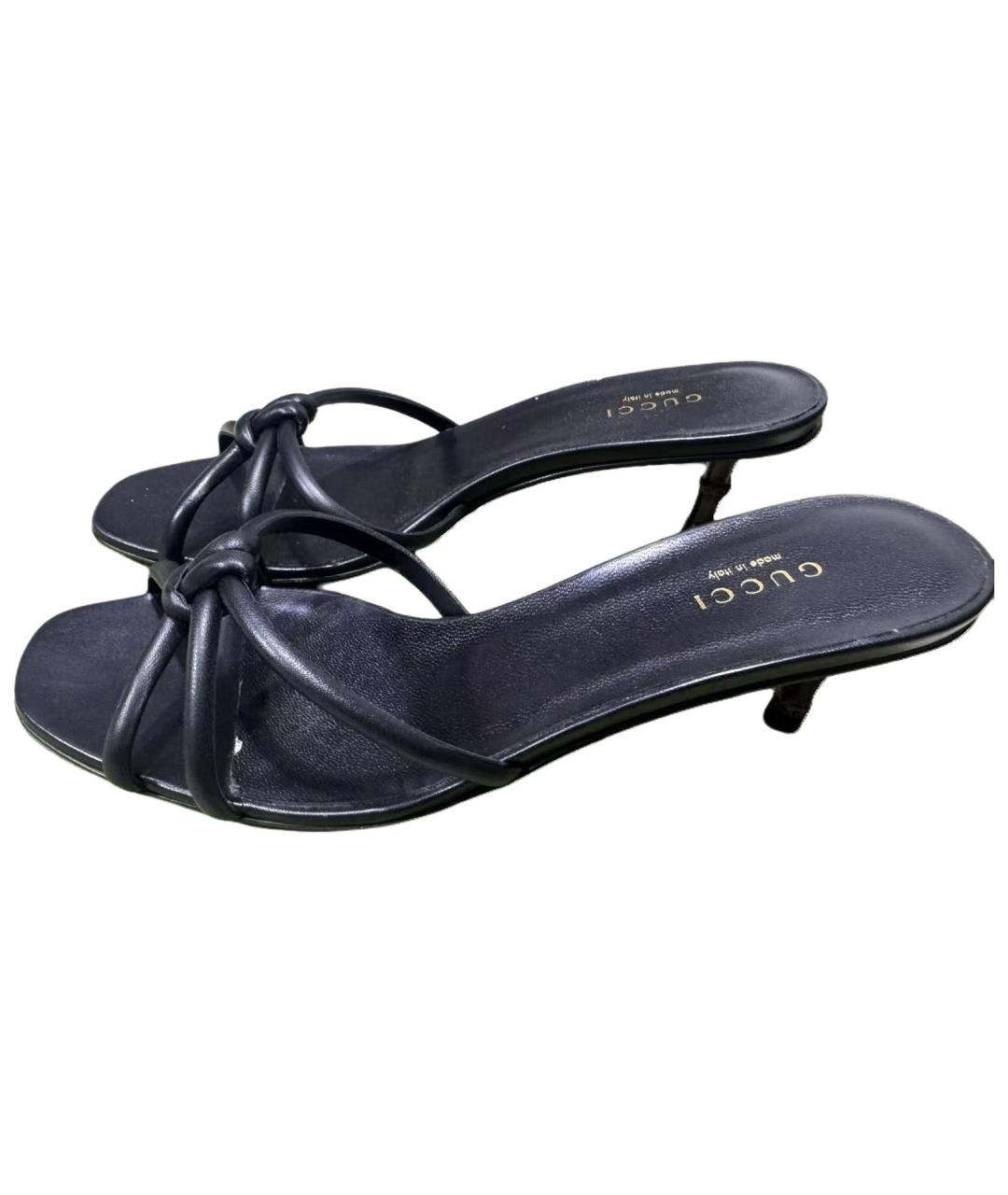 GUCCI Черные кожаные босоножки, фото 3