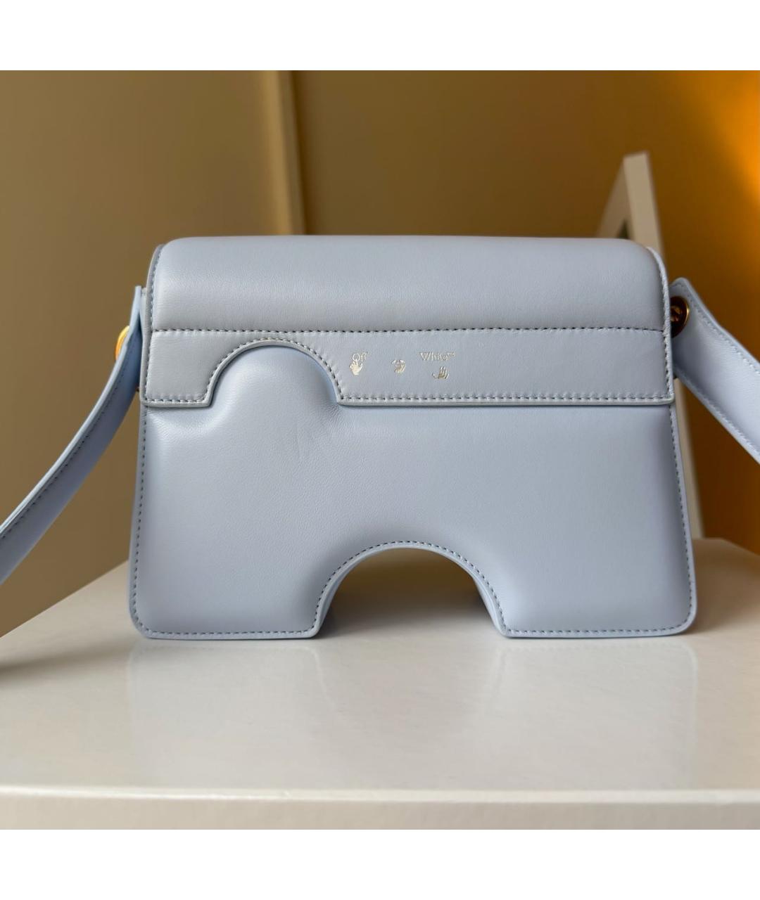 OFF-WHITE Голубая кожаная сумка через плечо, фото 4