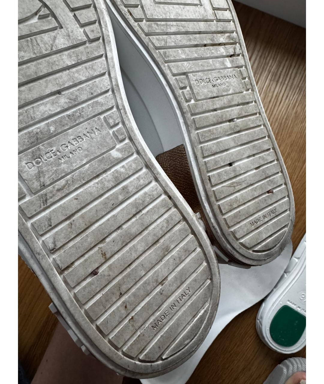 DOLCE&GABBANA Белые кожаные кеды, фото 5