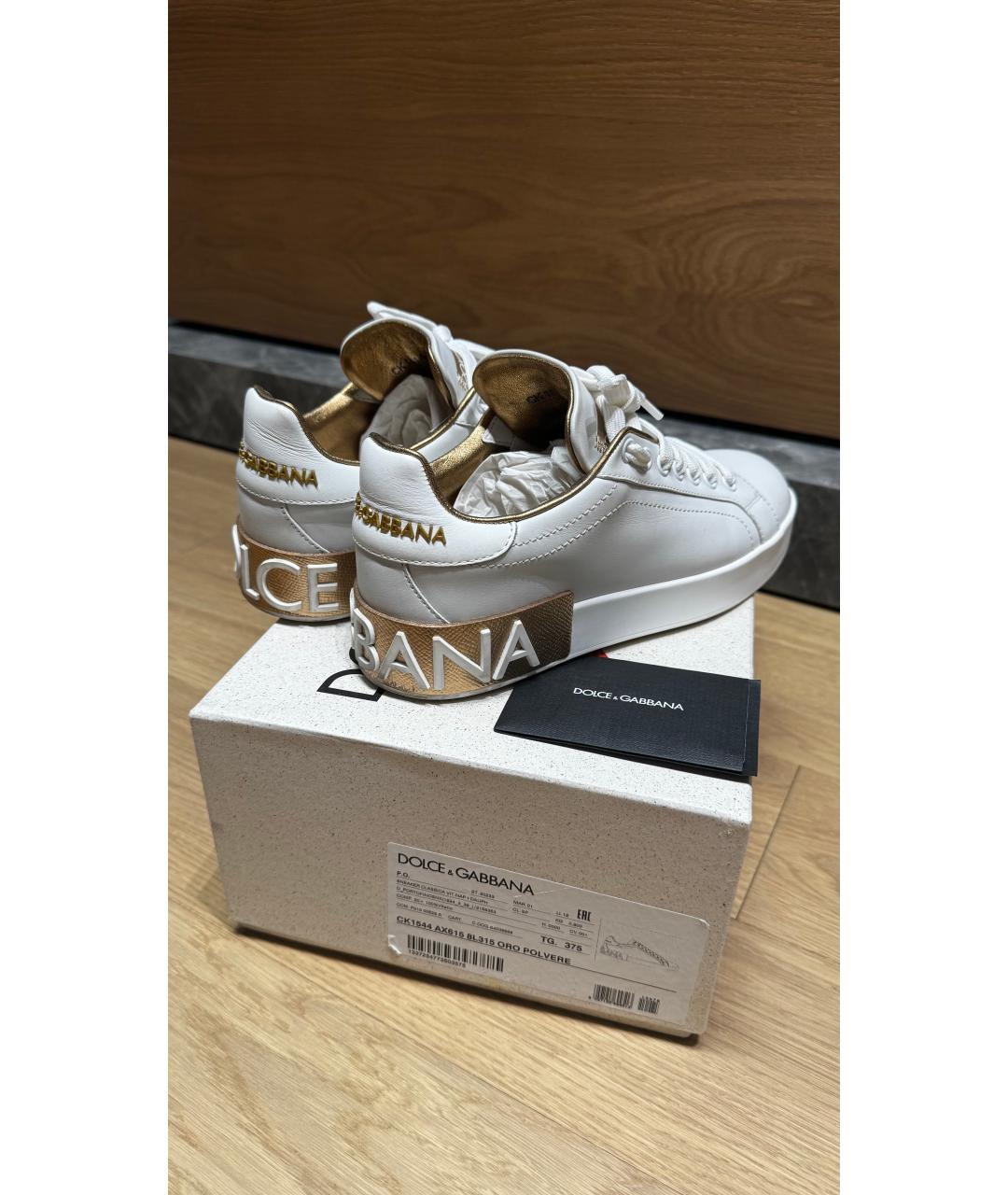 DOLCE&GABBANA Белые кожаные кеды, фото 4