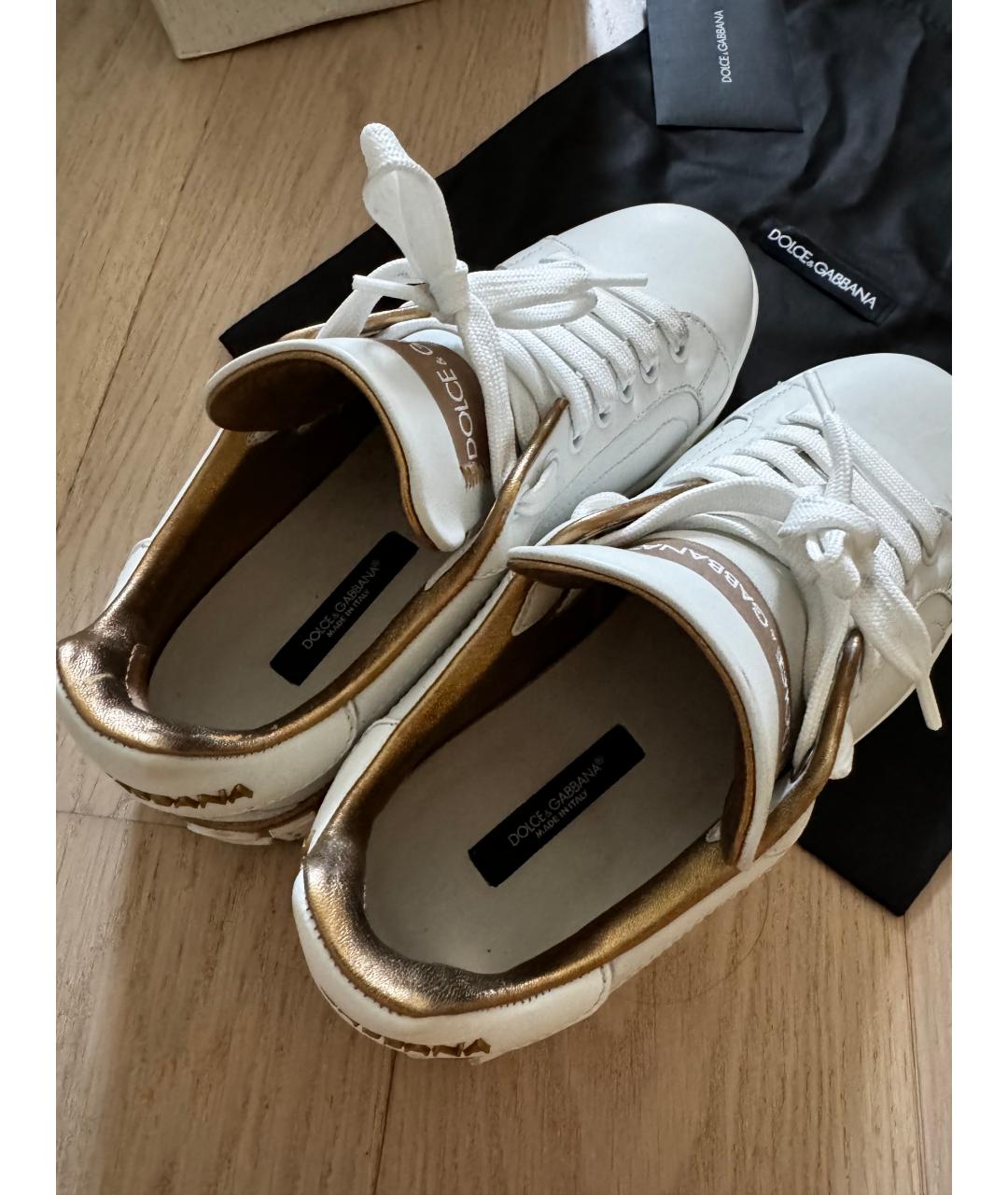 DOLCE&GABBANA Белые кожаные кеды, фото 3