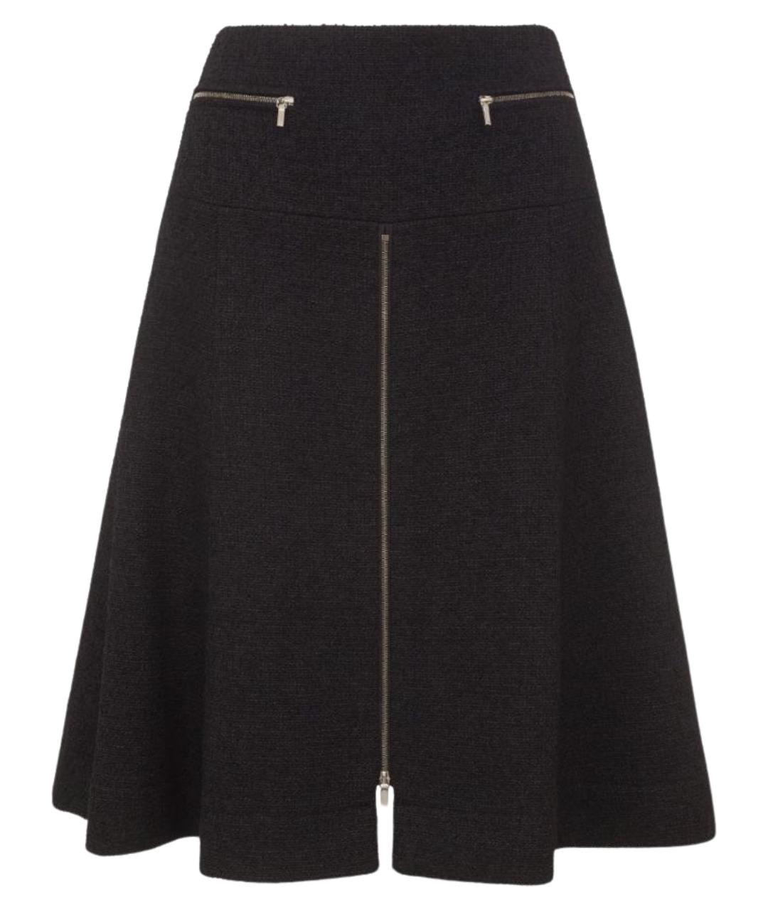 CHANEL Черная шерстяная юбка миди, фото 1
