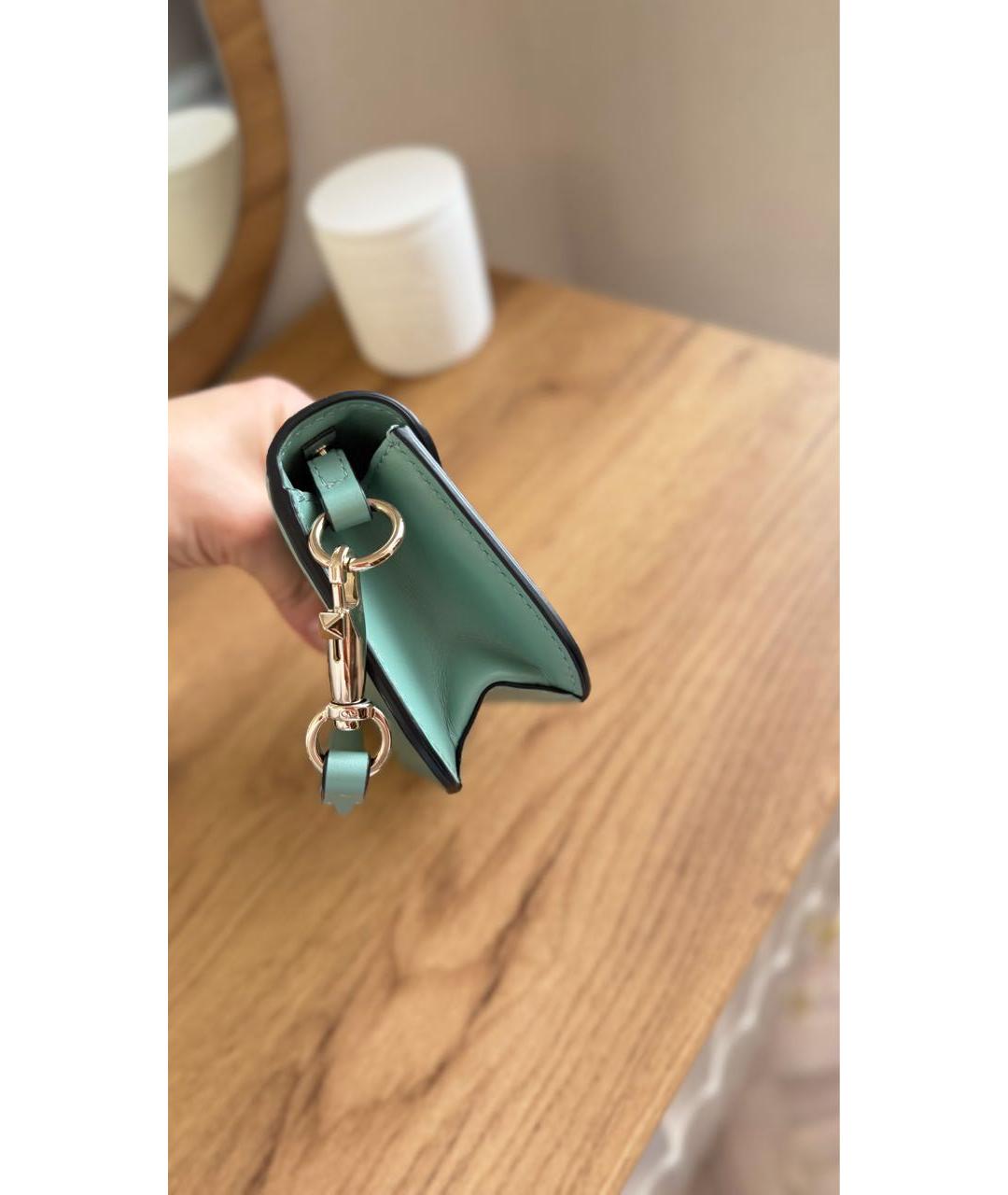 VALENTINO Бирюзовая кожаная сумка с короткими ручками, фото 8