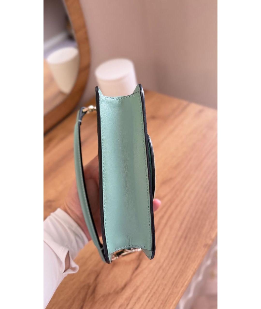 VALENTINO Бирюзовая кожаная сумка с короткими ручками, фото 7