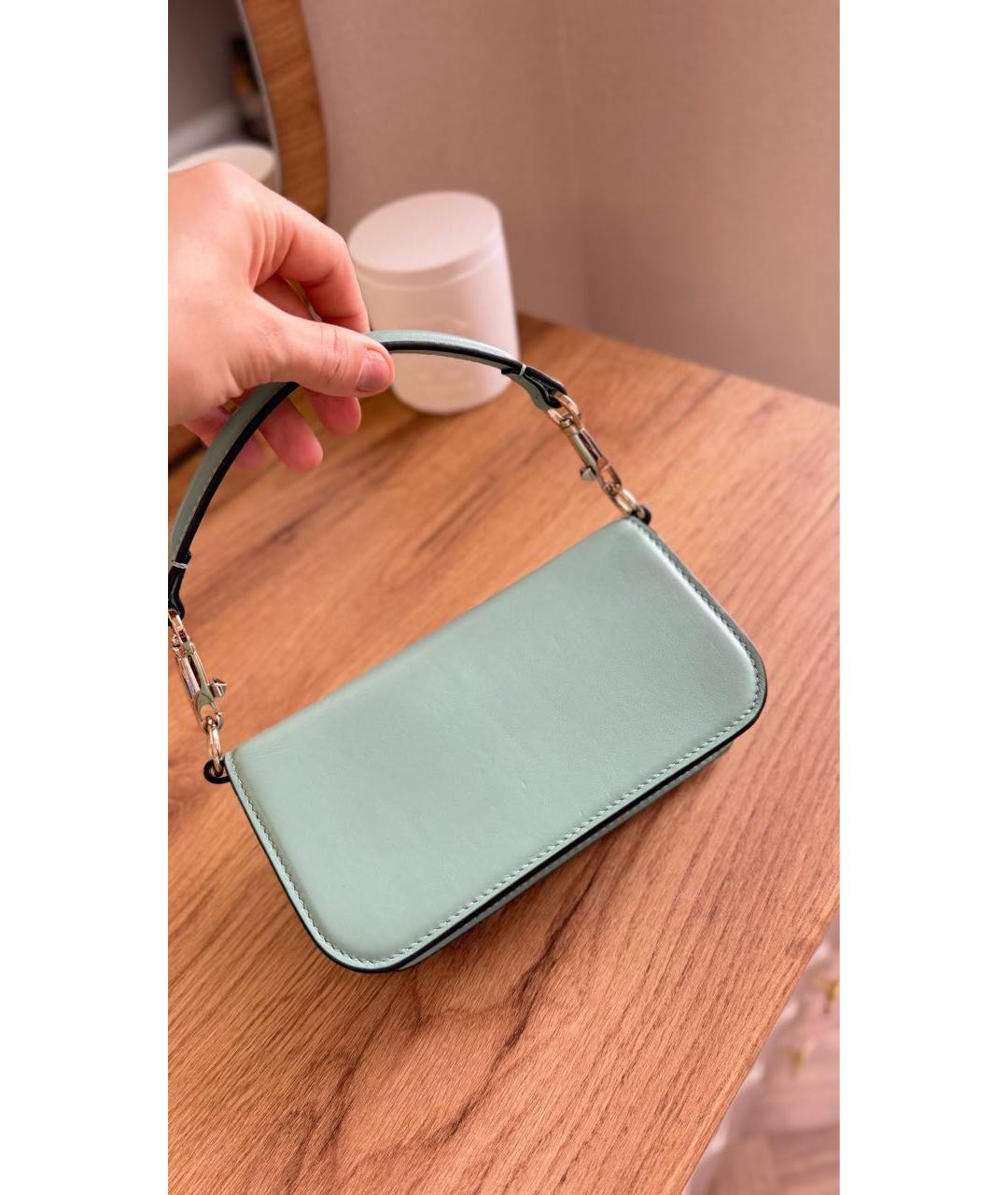 VALENTINO Бирюзовая кожаная сумка с короткими ручками, фото 3