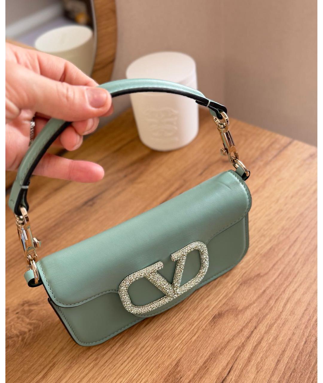 VALENTINO Бирюзовая кожаная сумка с короткими ручками, фото 2