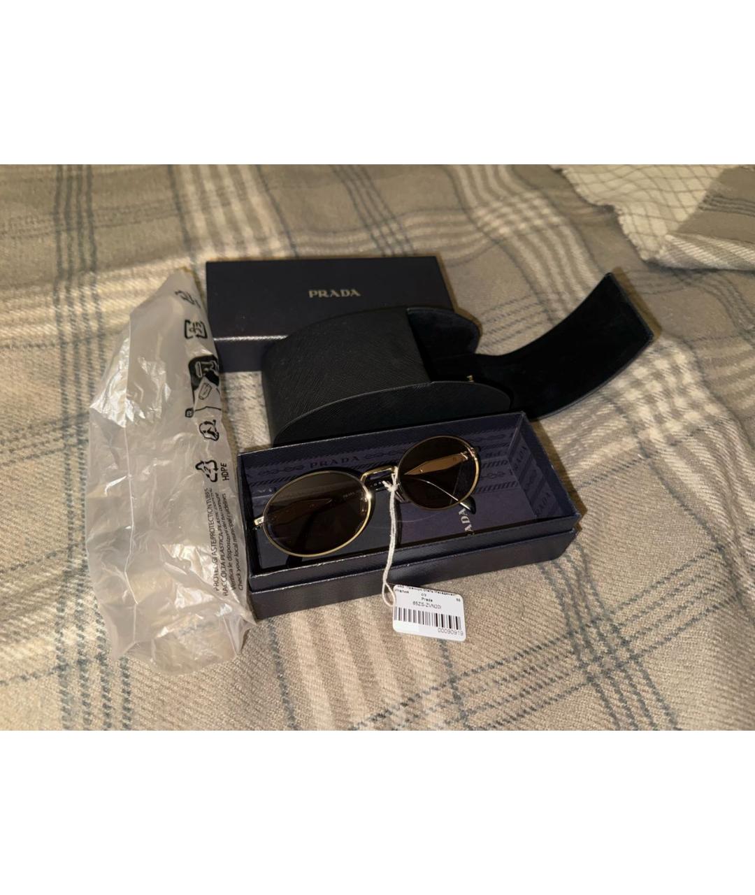 PRADA Золотые металлические солнцезащитные очки, фото 2