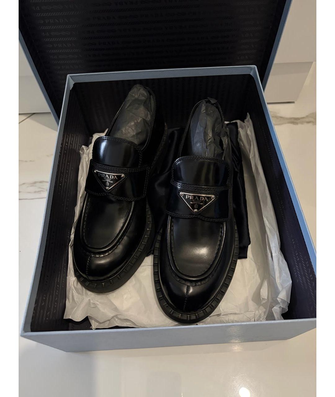 PRADA Черные кожаные лоферы, фото 3