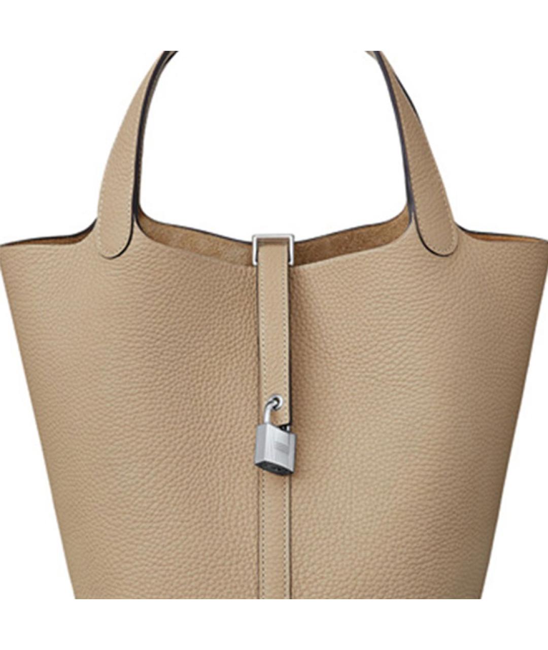 HERMES Бежевая кожаная сумка через плечо, фото 4