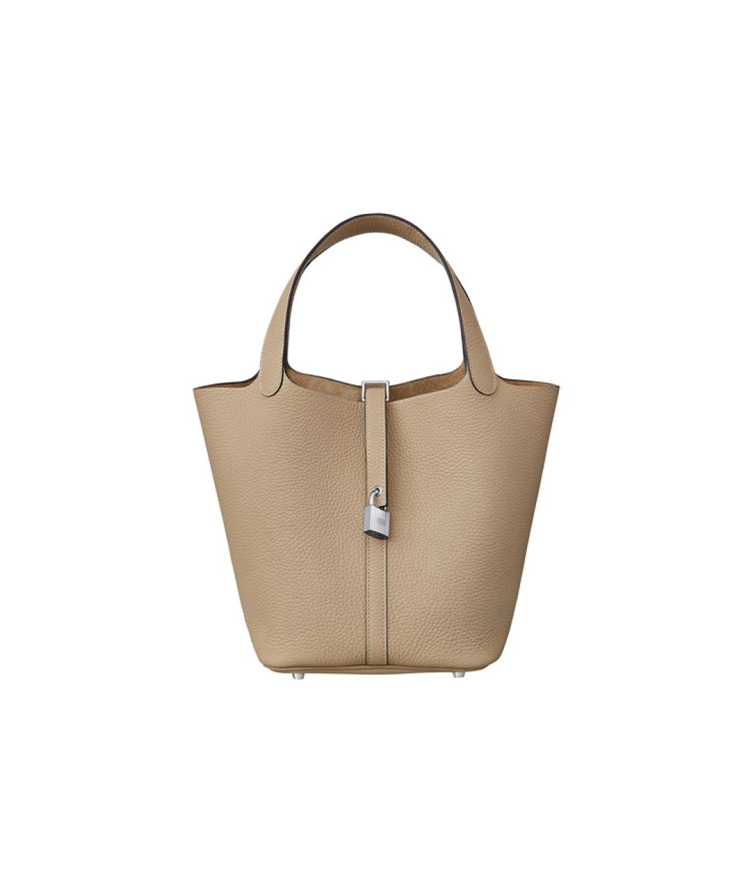 HERMES Бежевая кожаная сумка через плечо, фото 5