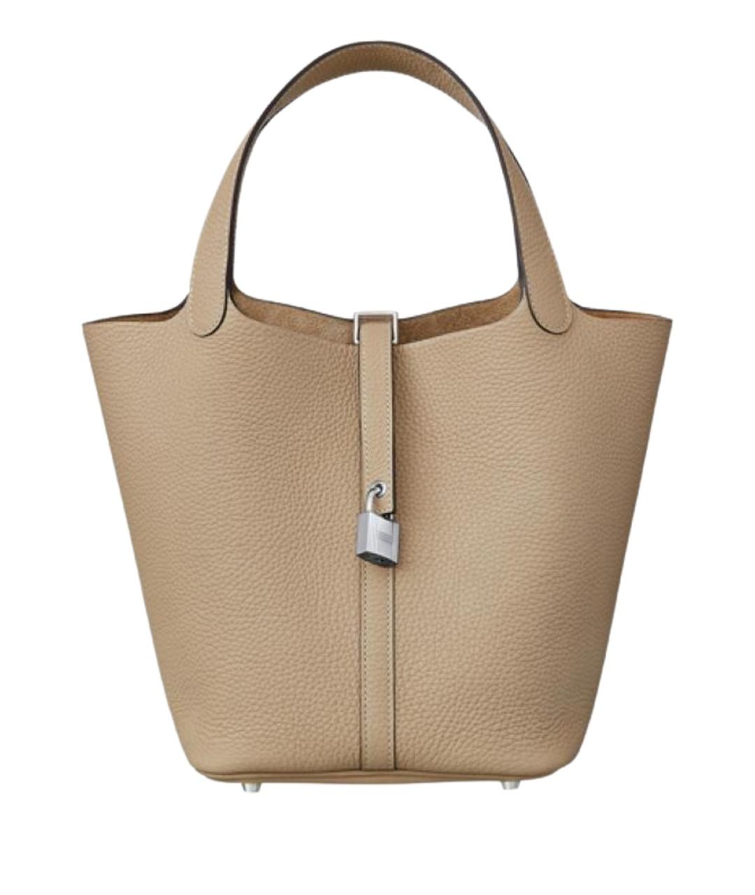 HERMES Бежевая кожаная сумка через плечо, фото 1