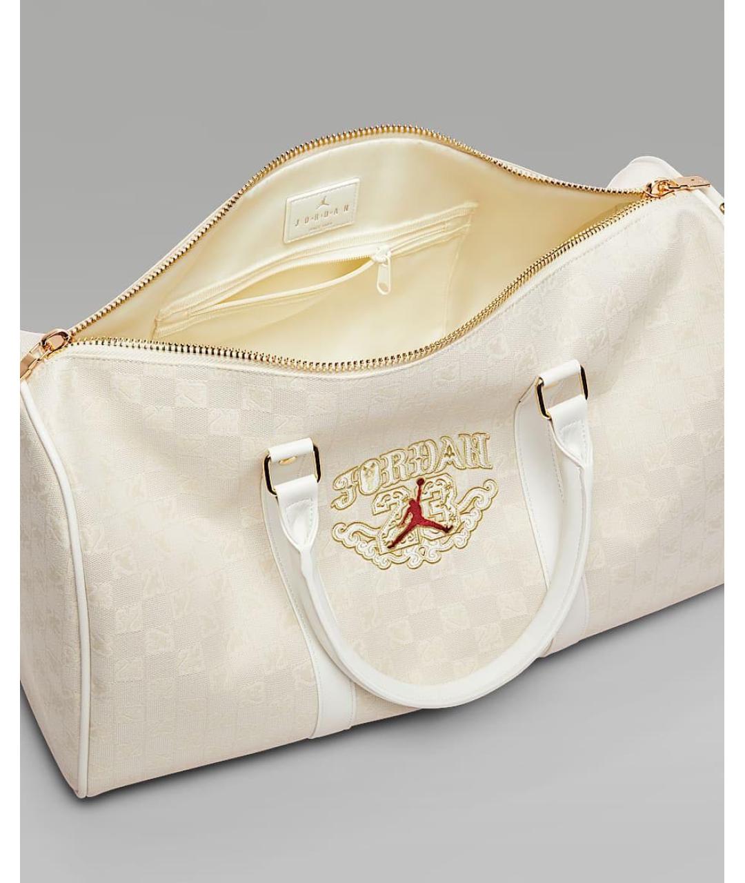 JORDAN Бежевая тканевая дорожная/спортивная сумка, фото 4