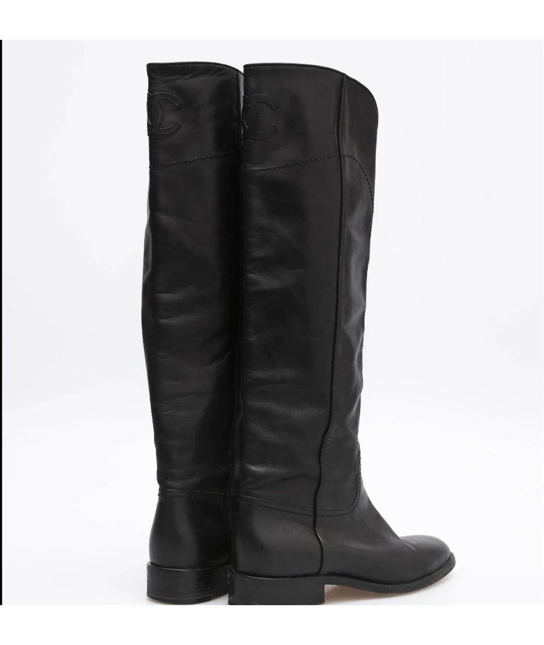 CHANEL Черные кожаные сапоги, фото 3