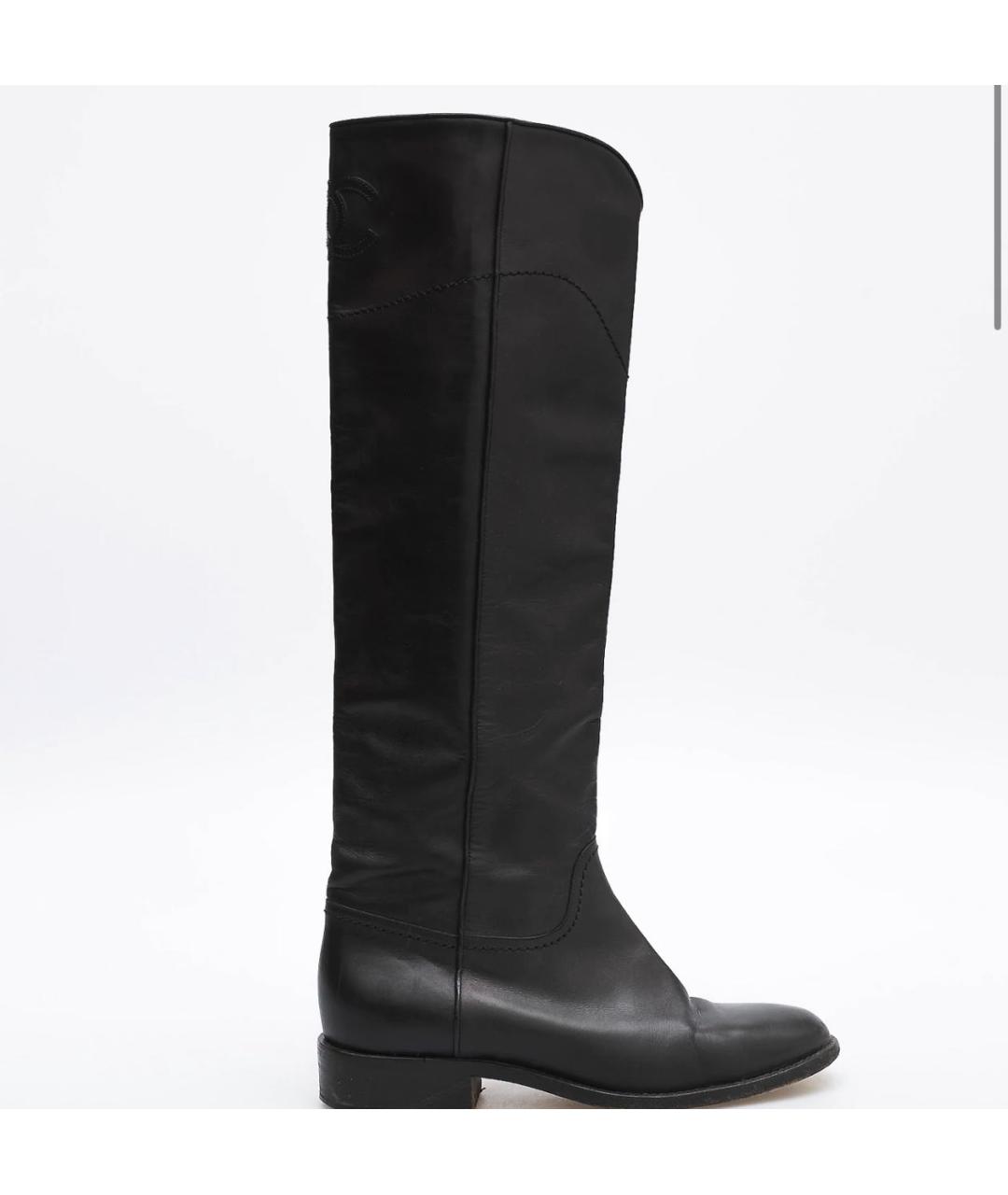 CHANEL Черные кожаные сапоги, фото 8