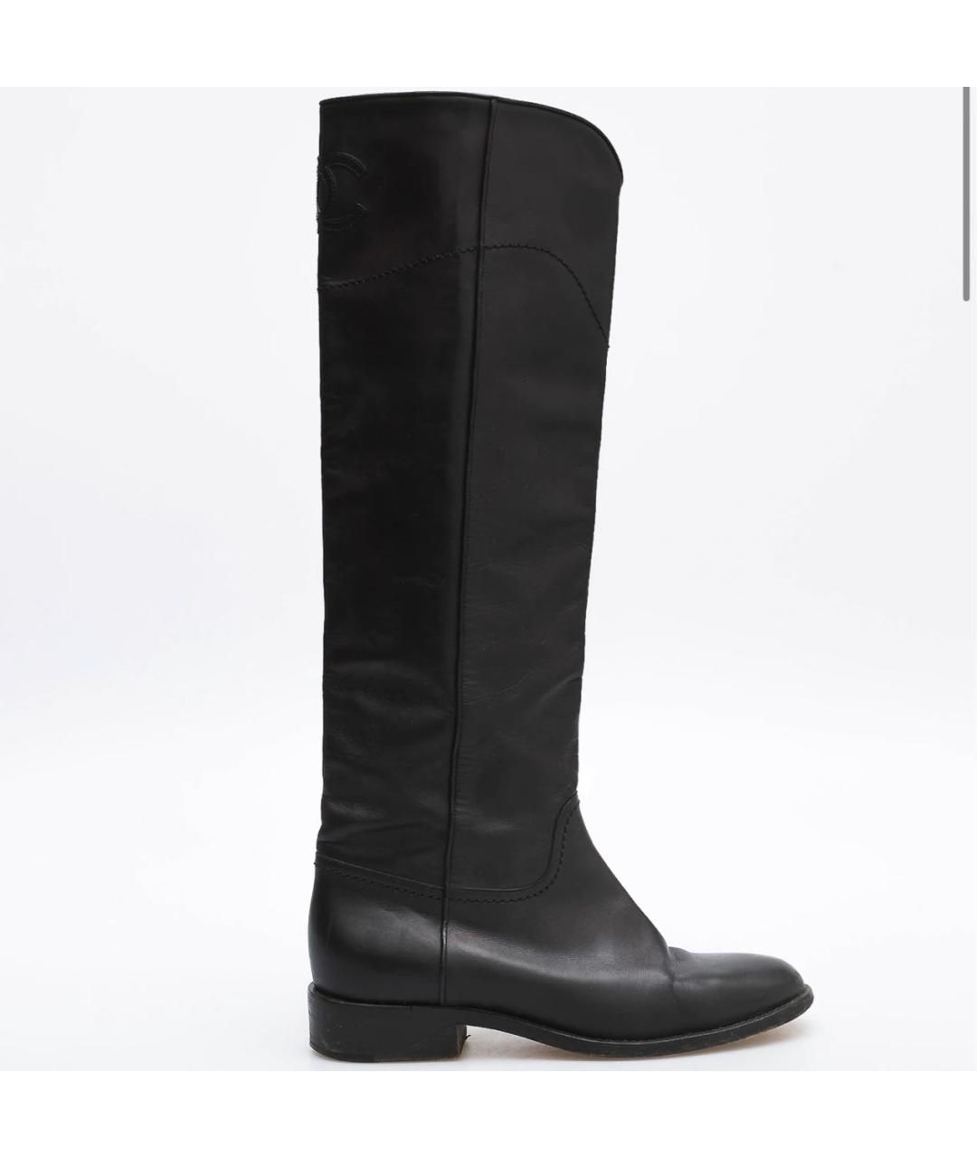 CHANEL Черные кожаные сапоги, фото 9
