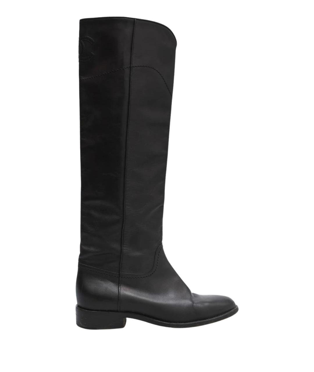 CHANEL Черные кожаные сапоги, фото 1