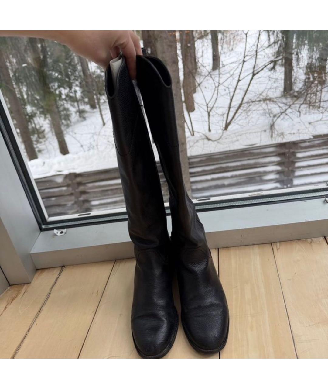 CHANEL Черные кожаные сапоги, фото 5