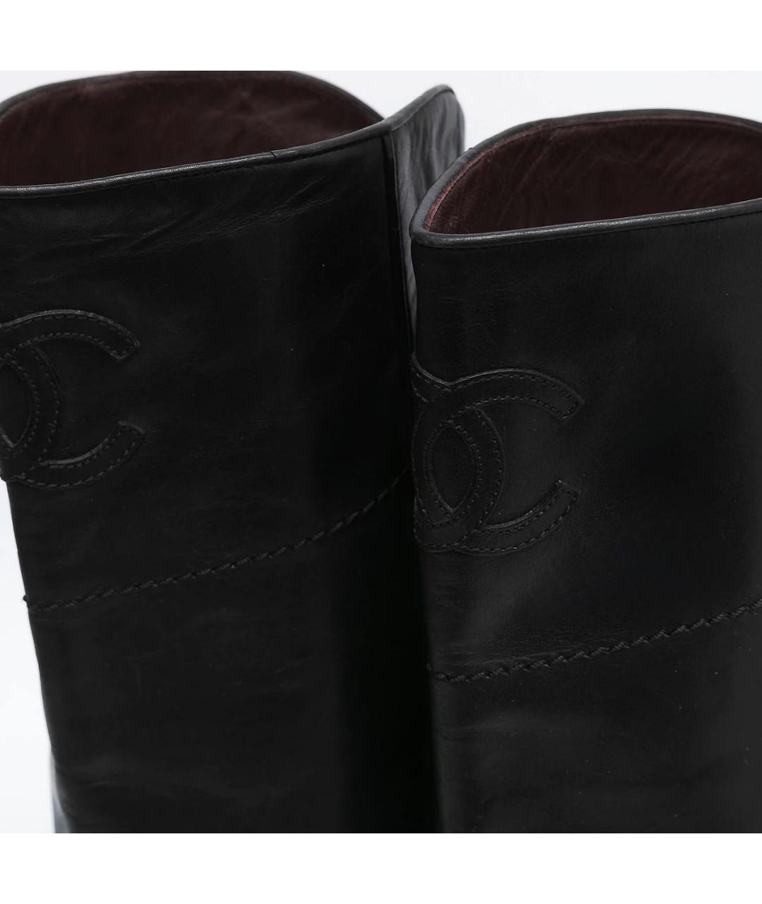 CHANEL Черные кожаные сапоги, фото 7