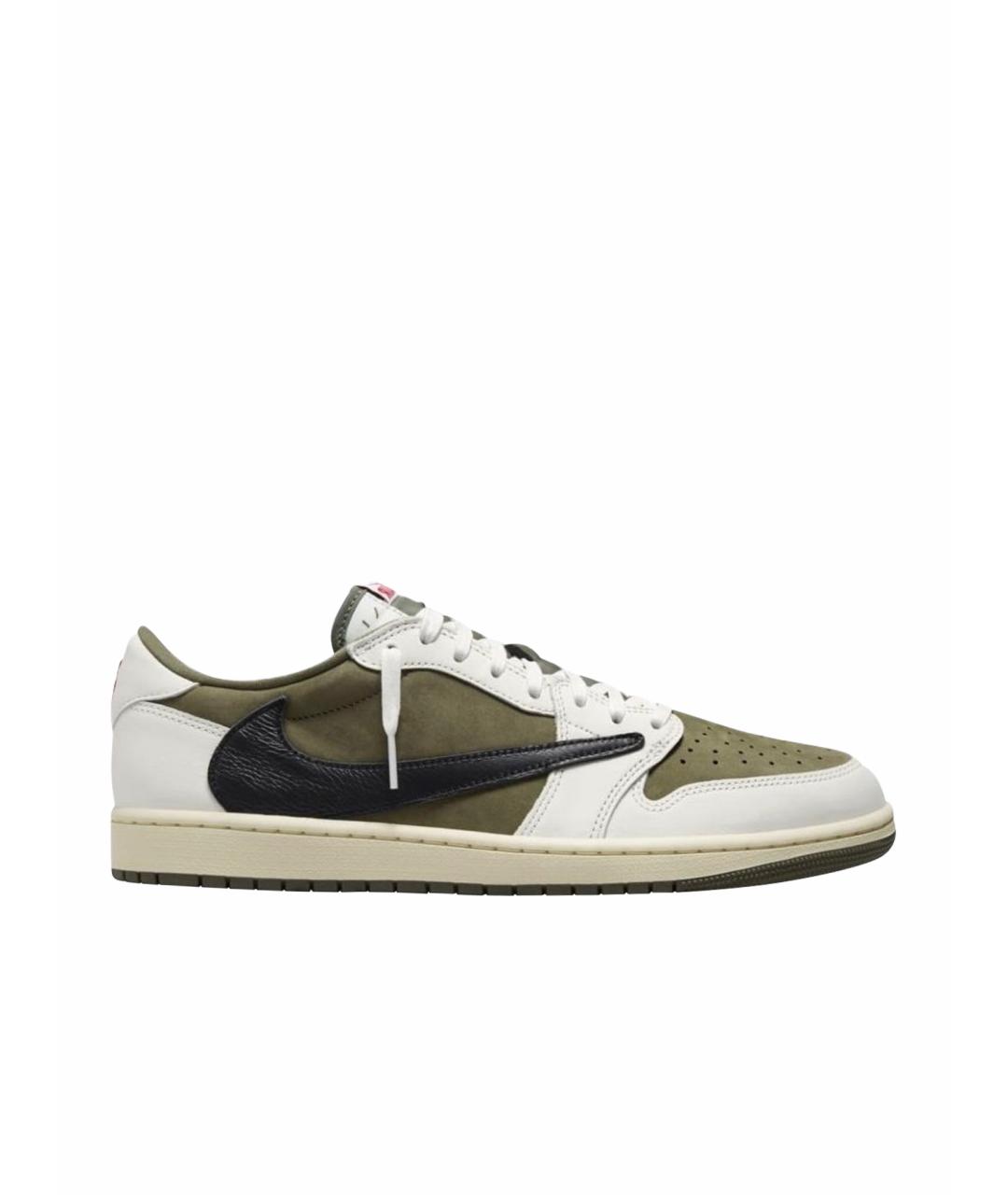 JORDAN Хаки кожаные низкие кроссовки / кеды, фото 1