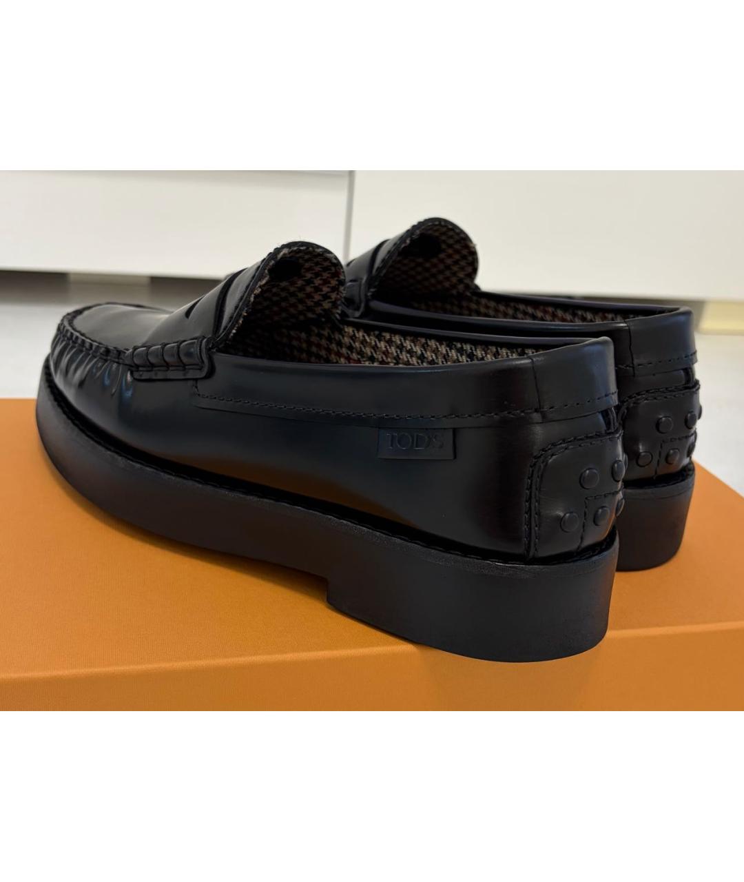 TOD'S Черные кожаные лоферы, фото 4