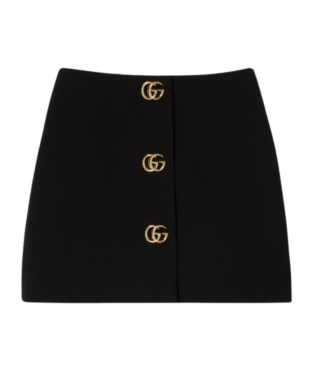 GUCCI Черная шерстяная юбка мини, фото 1