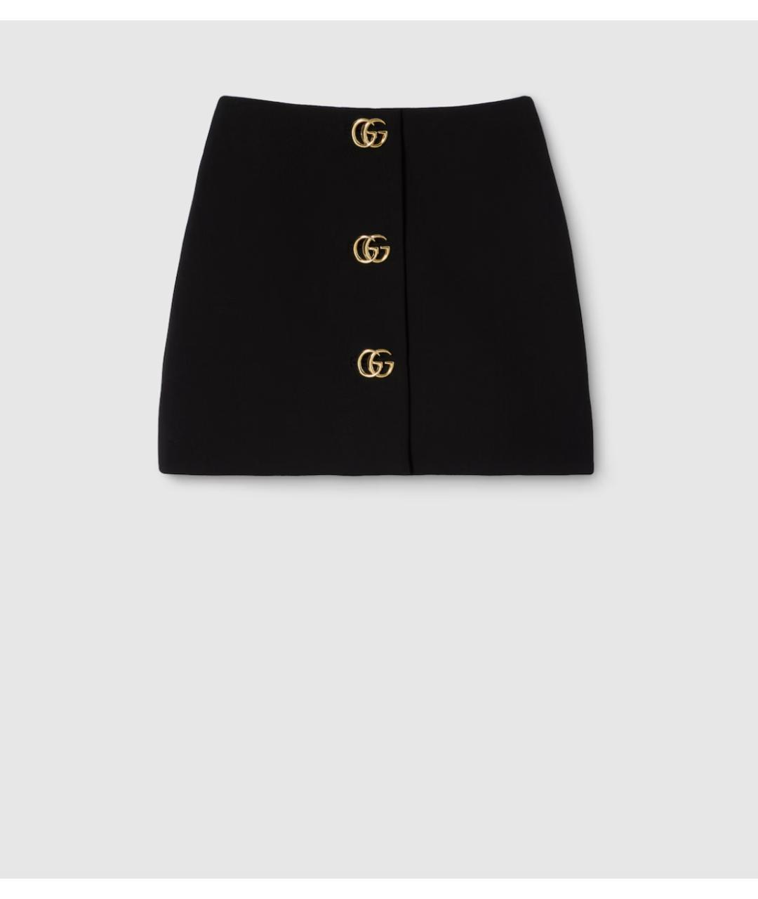 GUCCI Черная шерстяная юбка мини, фото 6