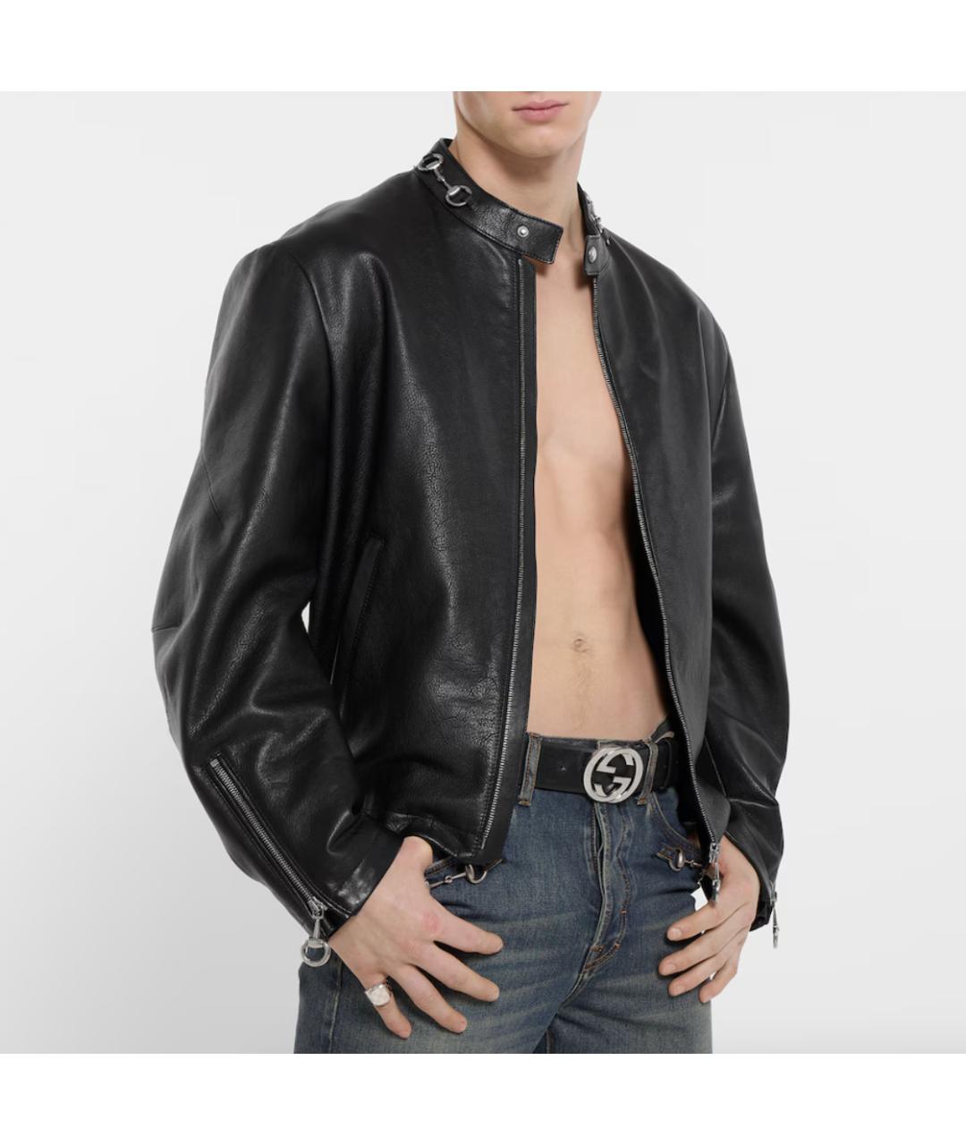 GUCCI Черная кожаная куртка, фото 5