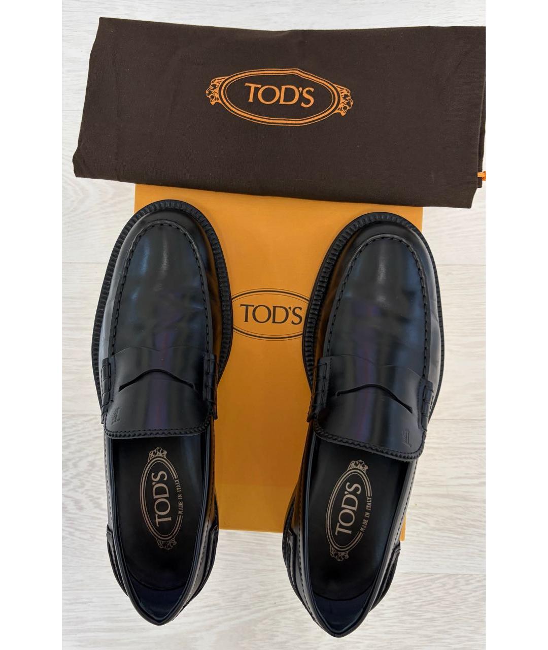 TOD'S Черные кожаные лоферы, фото 5