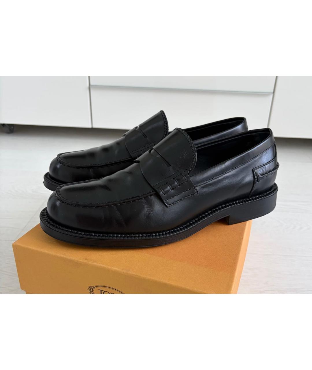 TOD'S Черные кожаные лоферы, фото 2