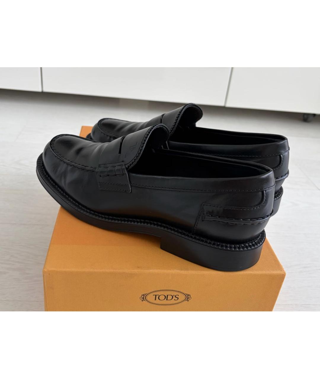 TOD'S Черные кожаные лоферы, фото 5