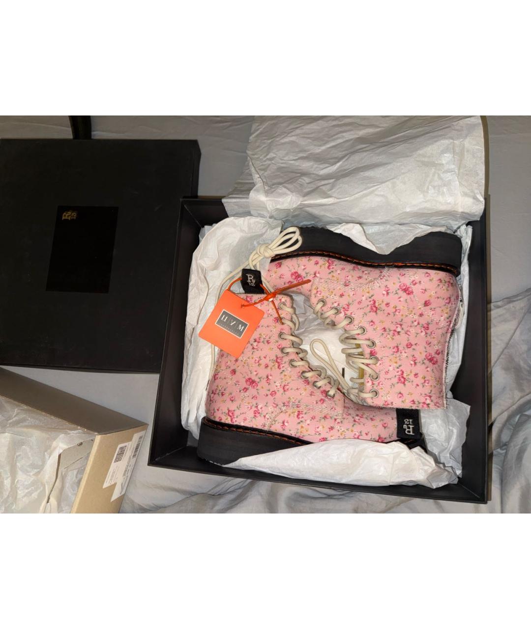 R13 Розовые текстильные ботинки, фото 2