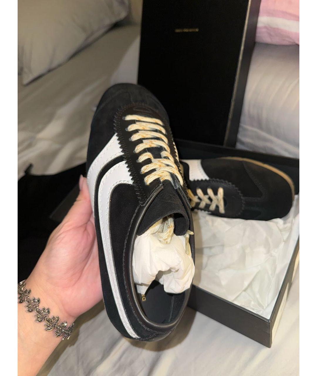 DRIES VAN NOTEN Черные замшевые кеды, фото 2