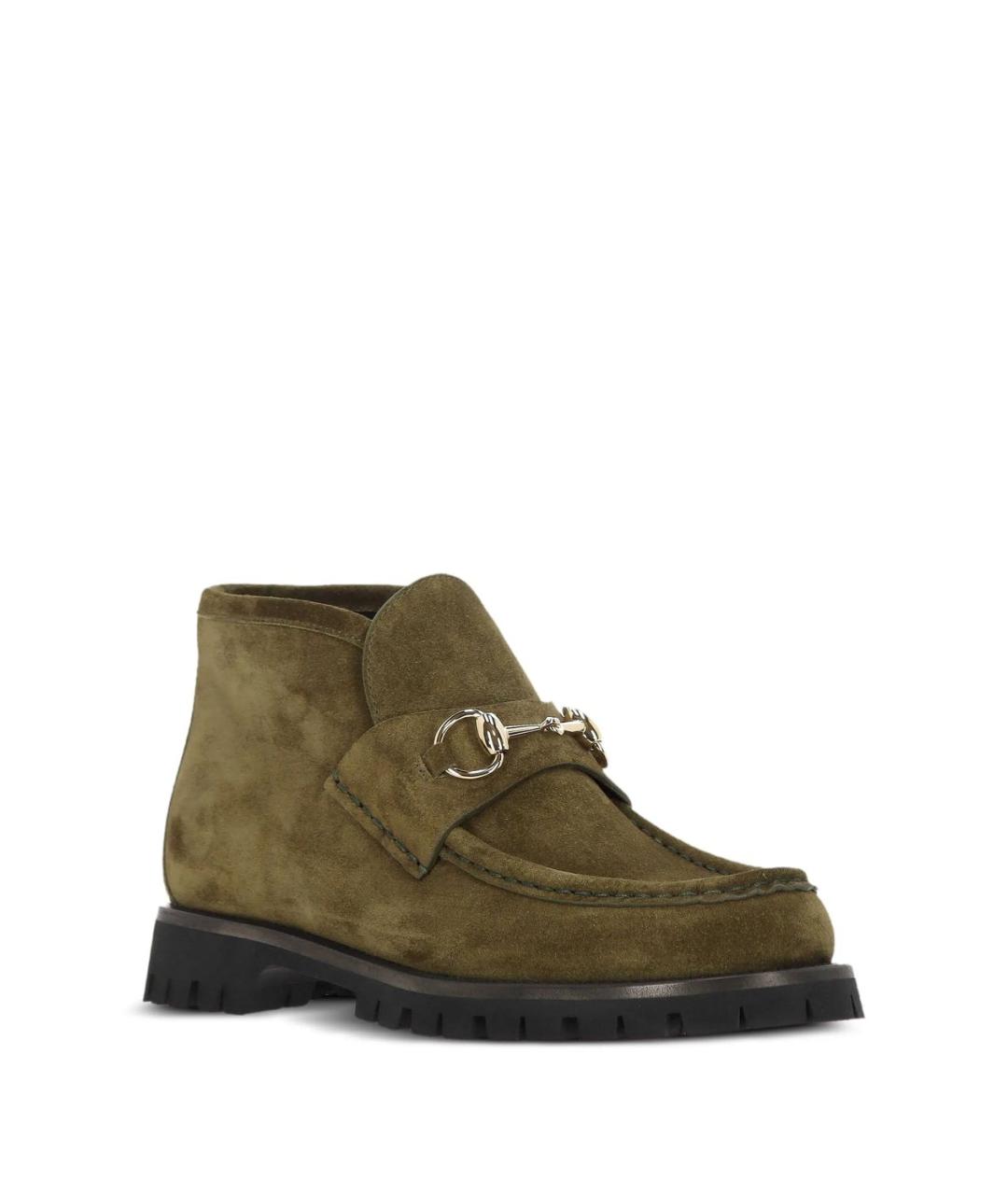 GUCCI Зеленые замшевые ботинки, фото 3