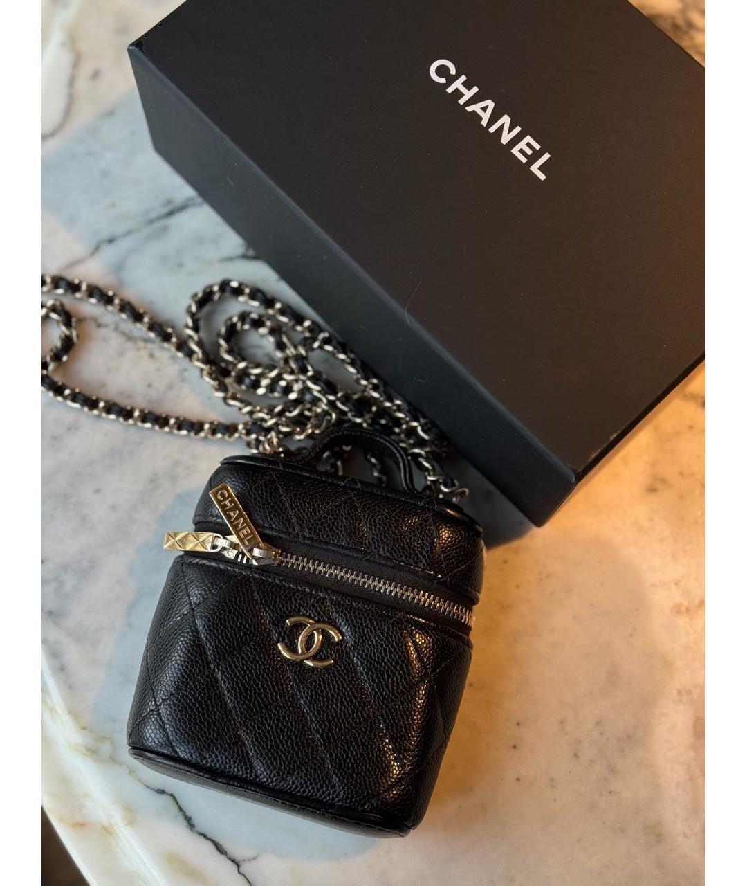 CHANEL Черная кожаная сумка через плечо, фото 8