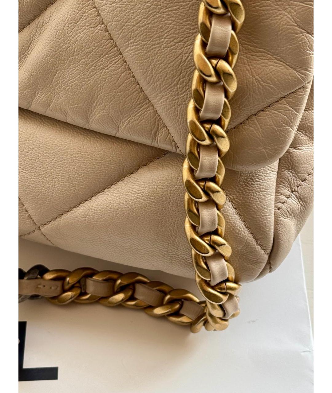 CHANEL Бежевая кожаная сумка через плечо, фото 6