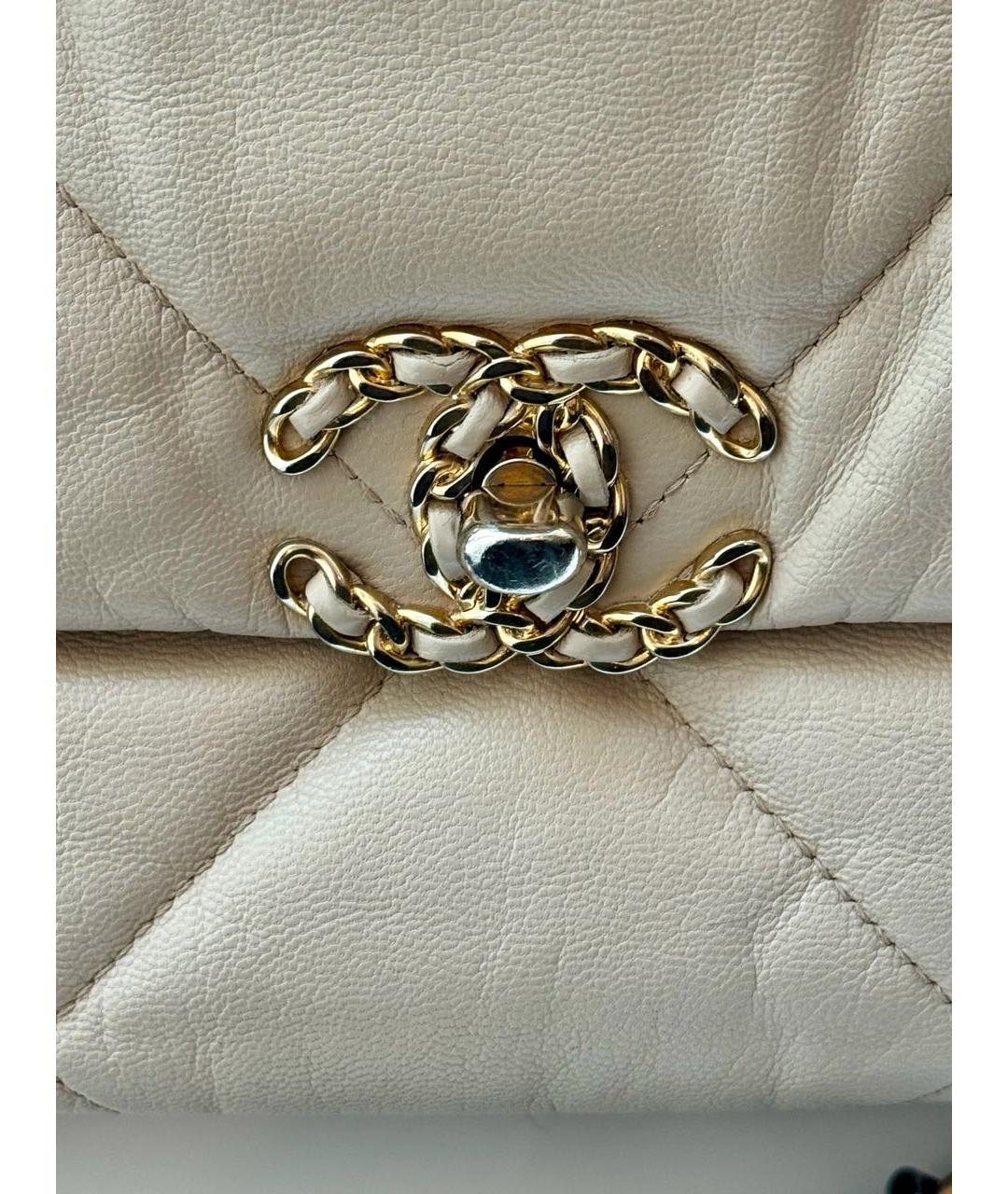 CHANEL Бежевая кожаная сумка через плечо, фото 5