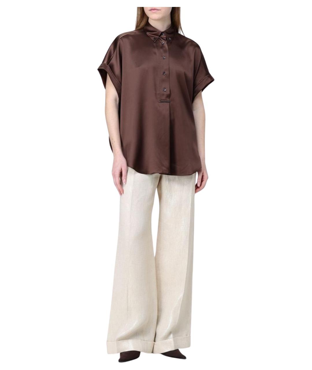 BRUNELLO CUCINELLI Бежевые льняные прямые брюки, фото 2